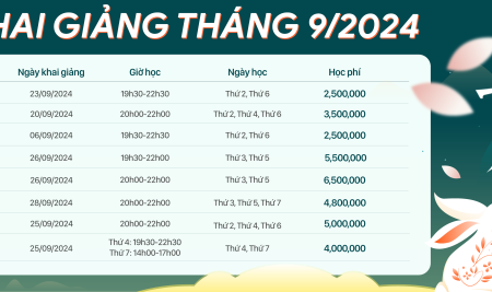 Lịch Khai Giảng Tháng 9 – 2024